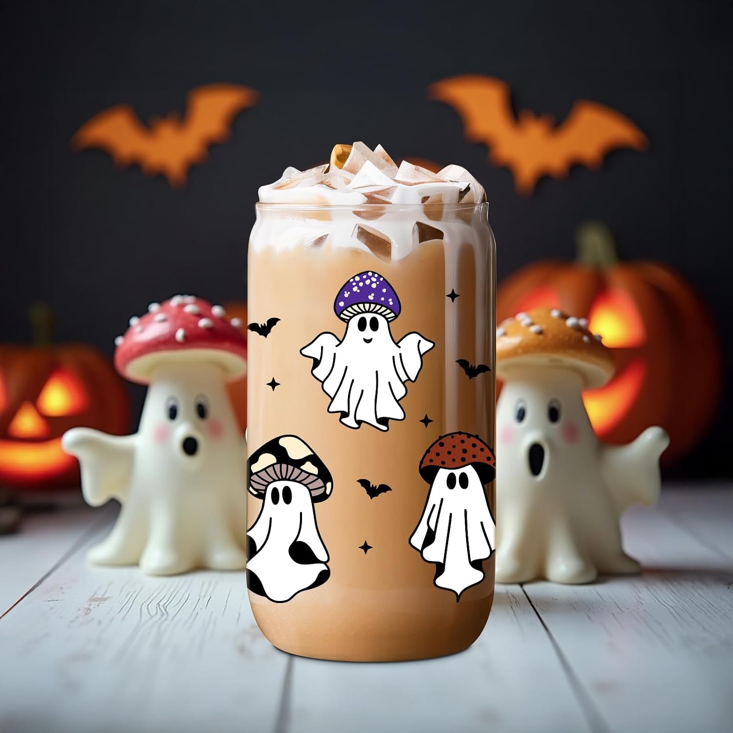 Fairy's Gift Ghost Mushroom Halloween Cup, Spooky Mushroom Ghost Coffee Cup