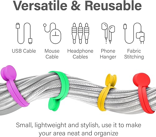 Miniatura 8 de JustJamz Paquete de 80 – 50 auriculares a granel con micrófono más 30 bridas magnéticas para cables – coloridos auriculares con cable para aula