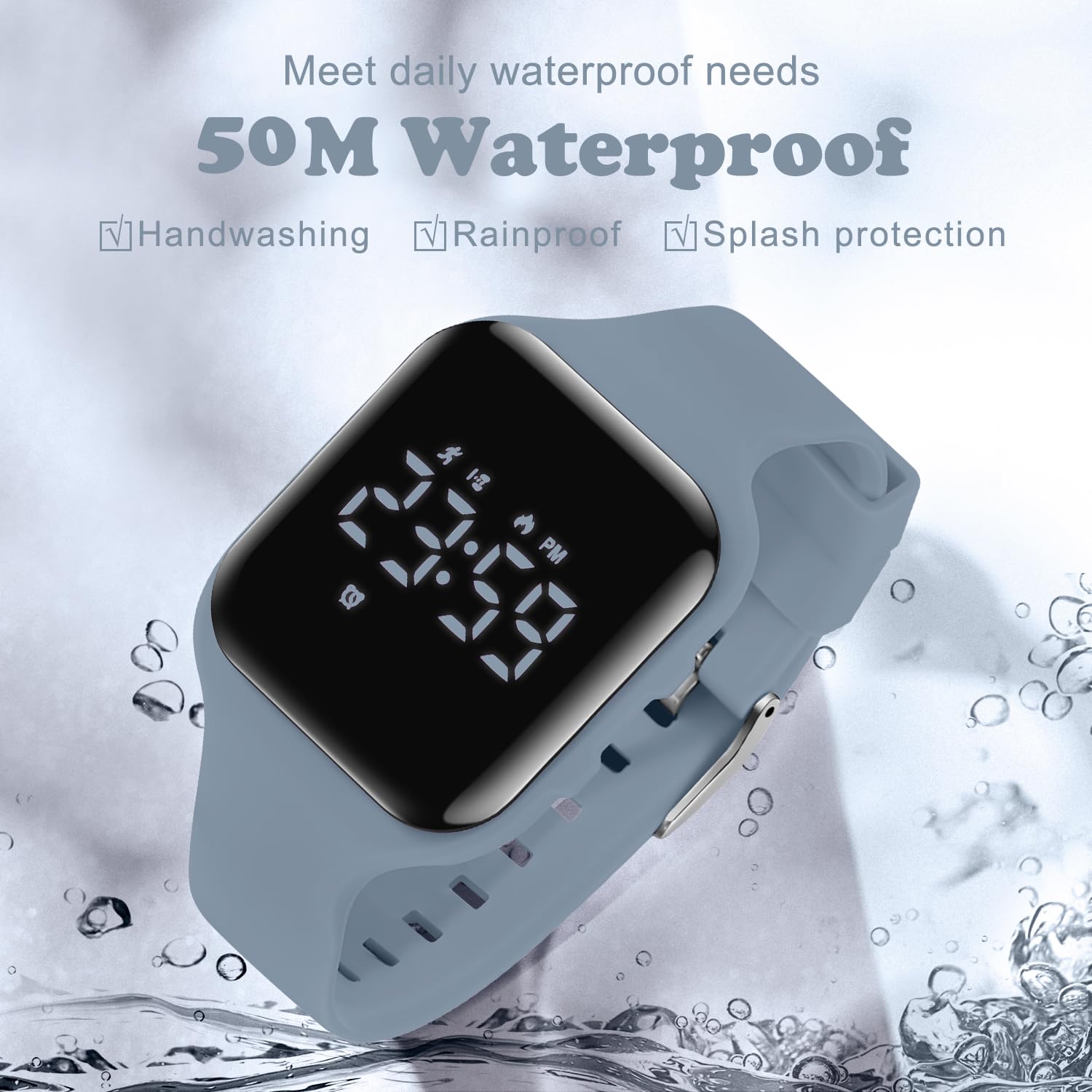 NN BEN NEVIS Reloj digital para niños y niñas, reloj deportivo con rastreador de fitness, despertador, cronómetro, sin aplicación e impermeable, reloj para niños de 5 a 12 años