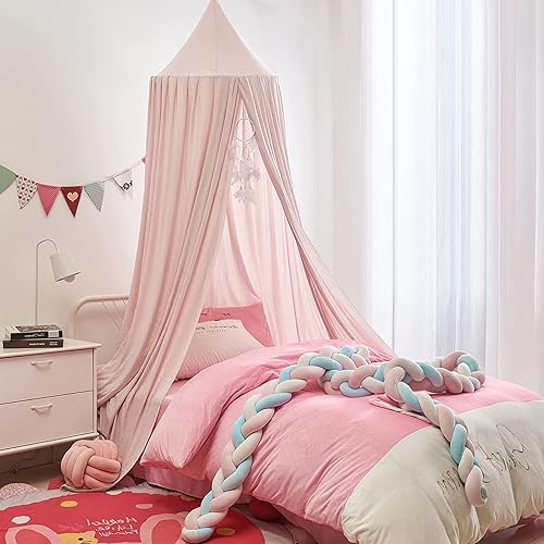 Miniatura 2 de KOGITI Aro de techo drapeado, cortinas de cama de bebé, tienda de campaña opaca para empacar y jugar, mosquitera, cortina de rincón de lectura (rosa)