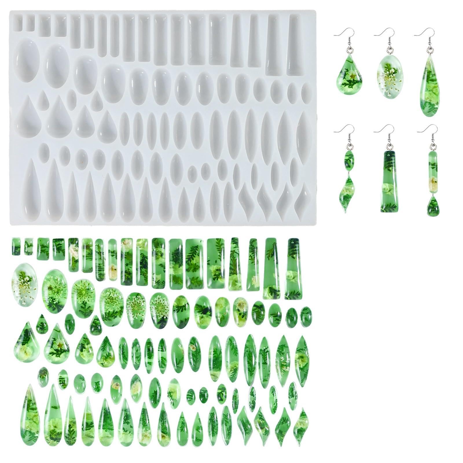 Stiesy Resin Jewelry Moulds Silicone Teardrop Oval Rectangle Shape Earring Charms Resin Molds Epoxy Casting Mould for Jewellery Necklace Pendants Charm Keychains Ornaments Making DIY Crafting — image 1