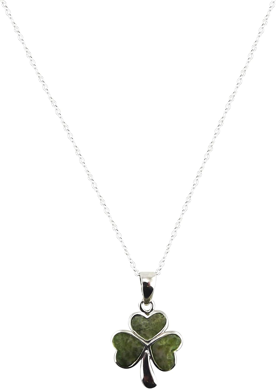 Irish Connemara Marble Shamrock Necklace #10441