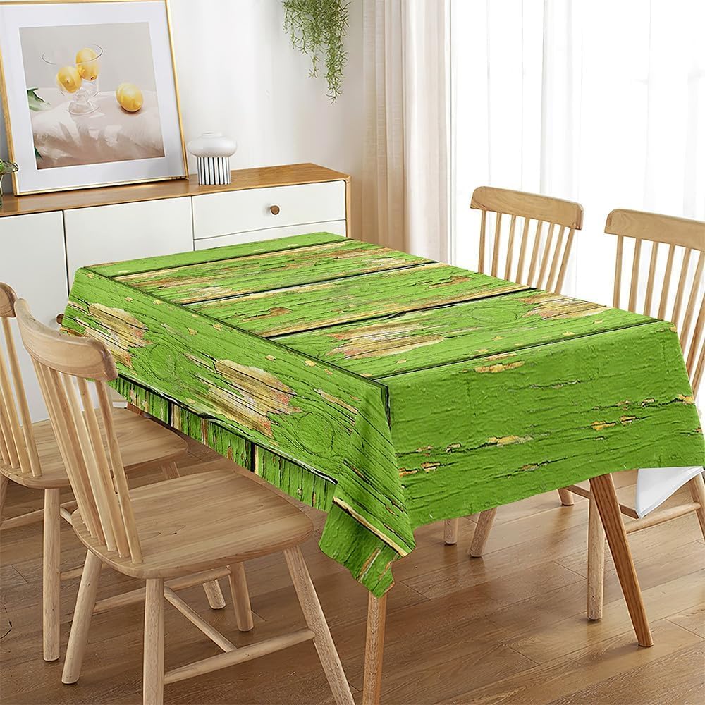 Tovaglia Antimacchia Rettangolare Tavola di Legno D'epoca, Tovaglie da Tavolo Impermeabile Poliestere Verde 3D, per Natalizia Cucina Feste Giardino, 200x200 cm A/B2456