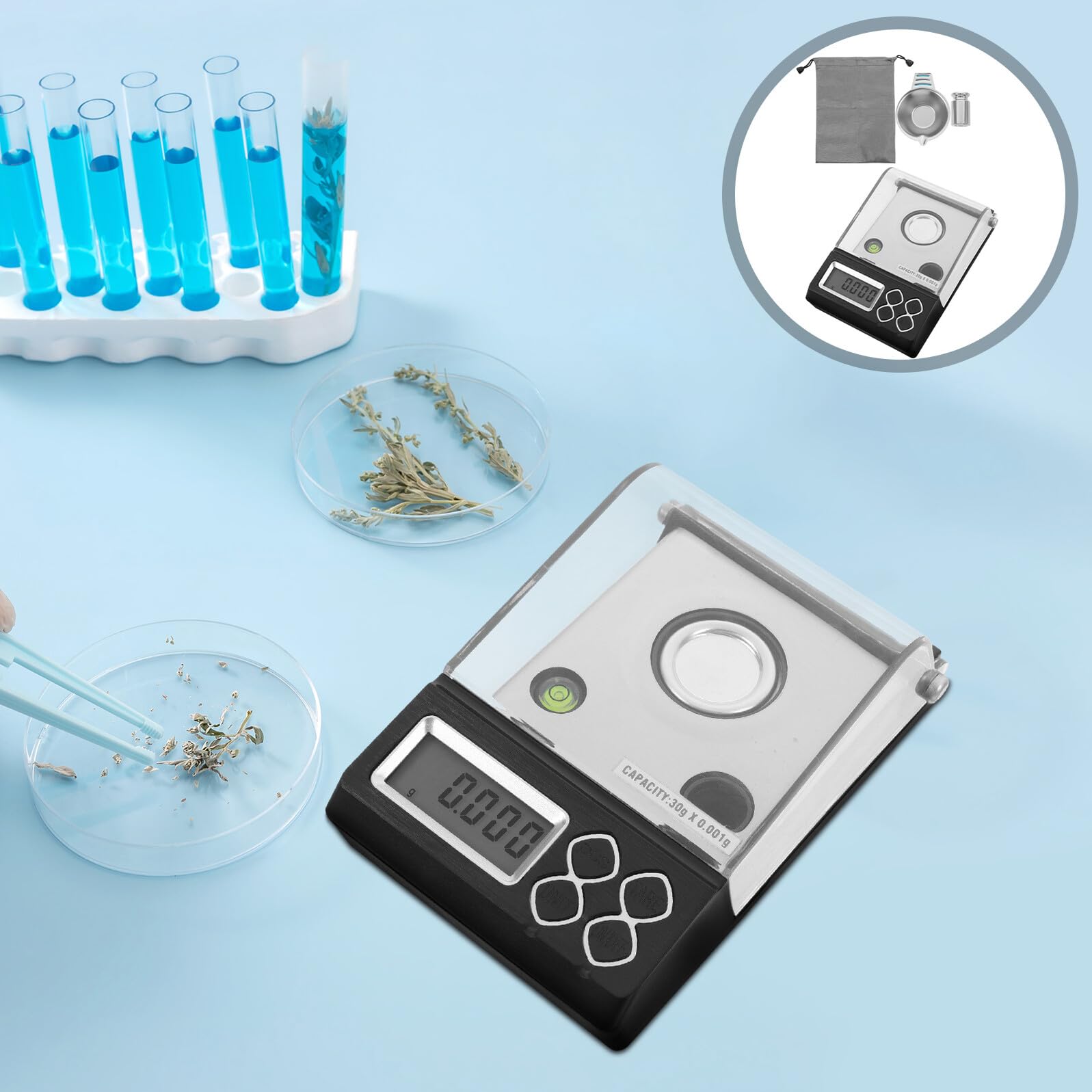 VALICLUD Bilancia Digitale Milligrammi per Laboratorio e Clinica Bilancina di Precisione Elettronica per Polveri e Alimenti Piatto Sensibile in Plastica per Uso Scientifico