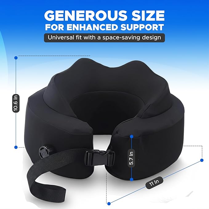 Almohada autoinflable Memory Foam ajustable cervical negro miniatura 3