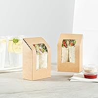 Vista 4 de Restaurantware -Cafe Vision - Contenedores para sándwich de 5.9 x 3.7 pulgadas, 200 cajas de papel sándwich de corte angular, con ventana