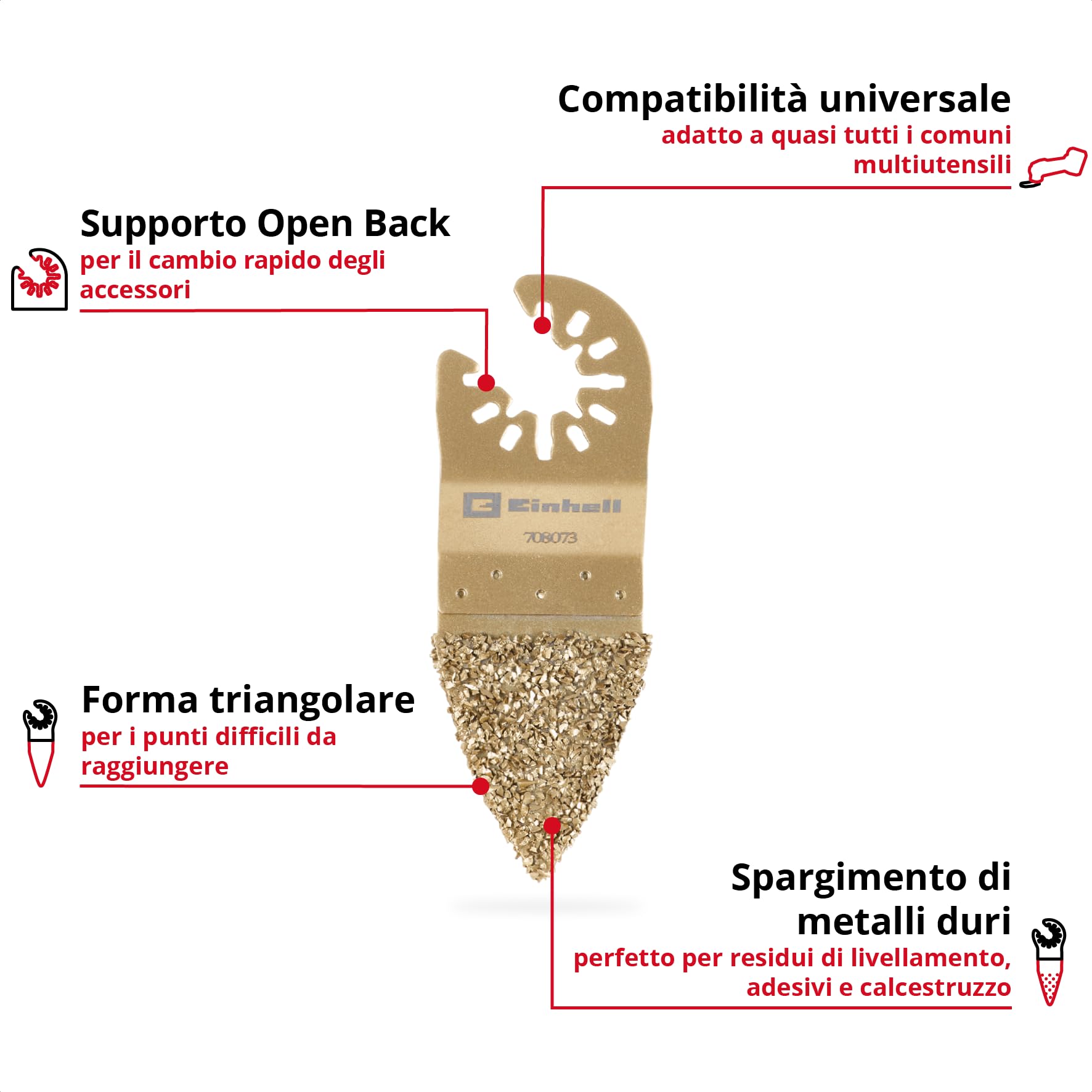 Originale Einhell raspa da dito in carburo 34 mm (forma compatta, rivestimento in carburo, funzione di cambio rapido con dorso aperto, adatta ai multiutensili)