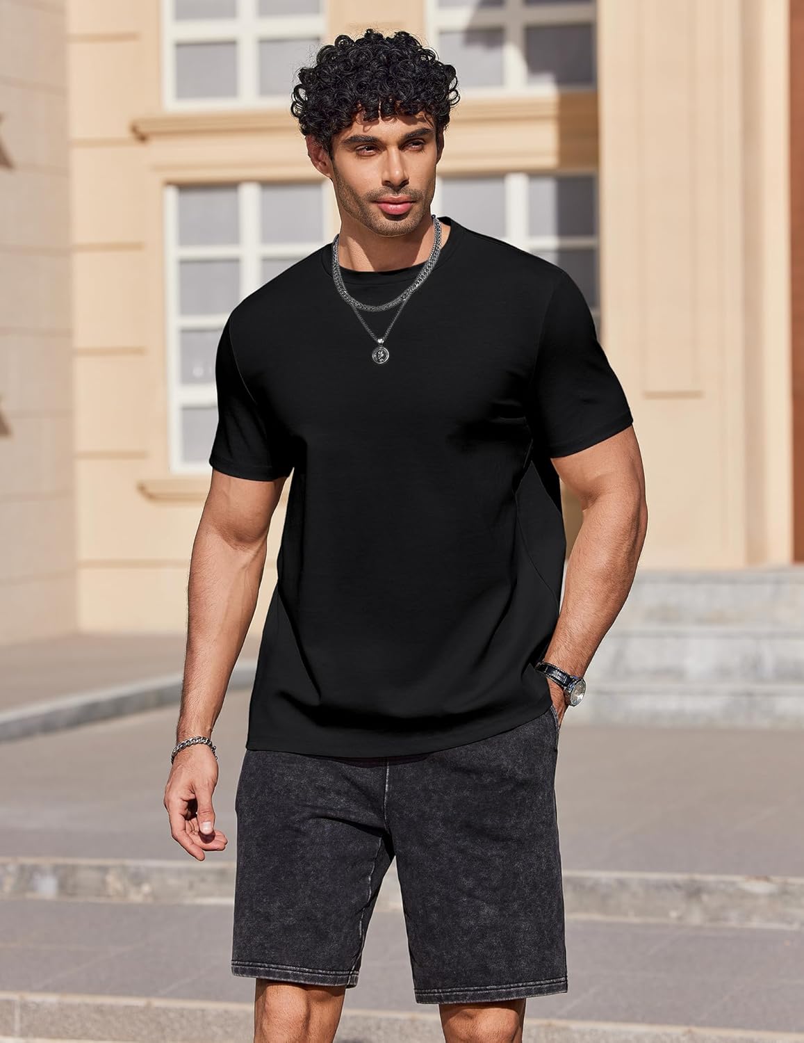 COOFANDY Mens T Shirts Short Sleeve Heavyweight Tshirt Casual Crew Neck Tee Shirts for Men - Image 2