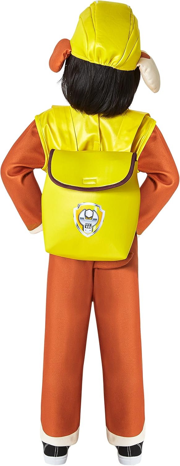 Rubies Toddler Paw Patrol Rubble Costume Jumpsuit, Headpiece, and Pup-Pack, As Shown, 4T