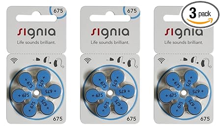 Siemens Signia Hearing Aid Batteries MF Pack Of 6 Batteries Size 675 Pack Of 3 Strip Battery (Blue)