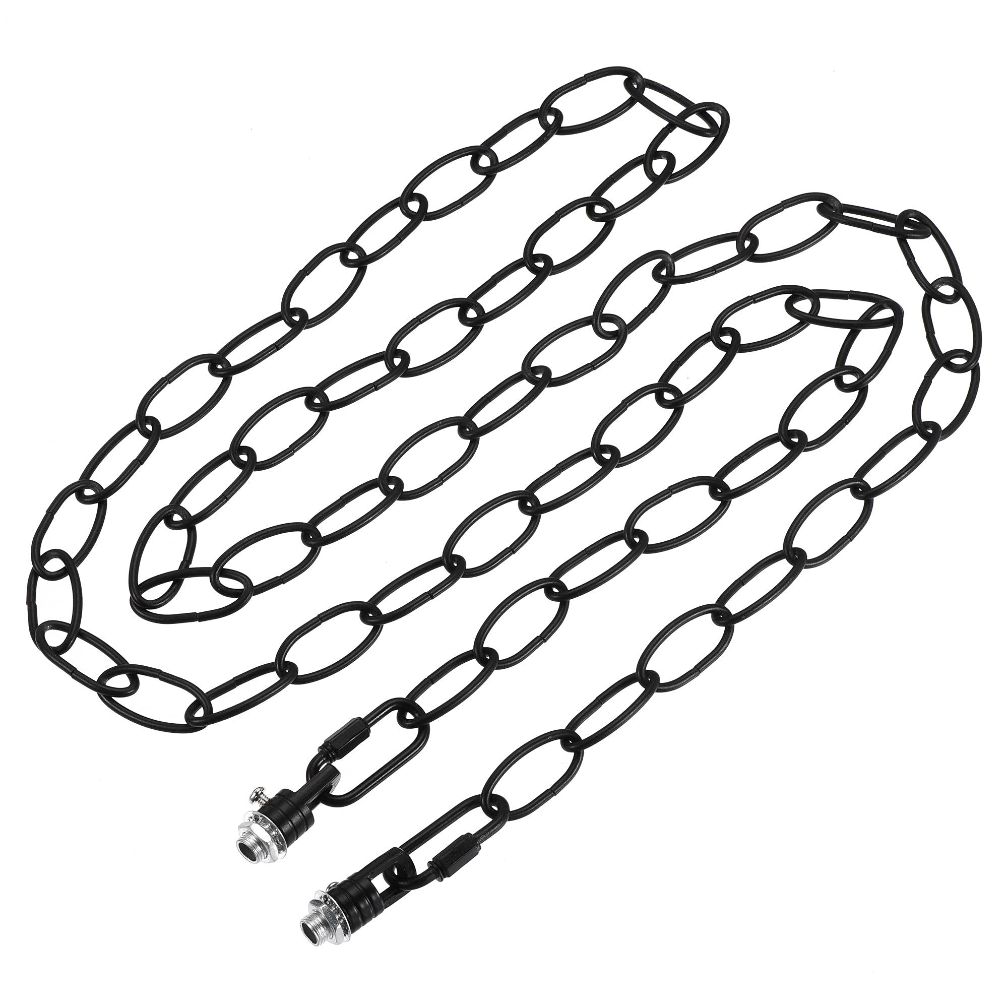 sourcing map Pendant Light Fixture Chain, 3mm Thick 1.83m Long Chandelier Hanging Links with Chain Connectors Hook Loops, Black 1 Set