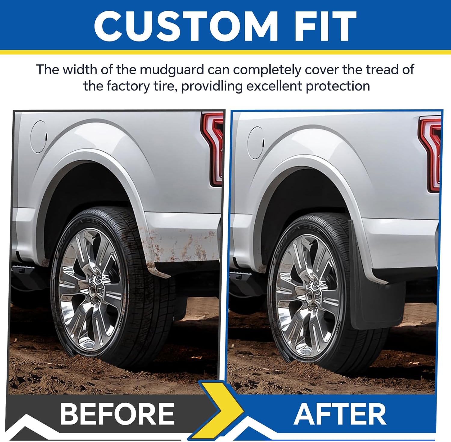 Ford F-150 Mud Flaps 2015-2020 – OEM Fit, No-Drill Install, Protect Paint from Rocks & Mud – Fits Narrow Body Fenders (Not for Raptor/Lightning)