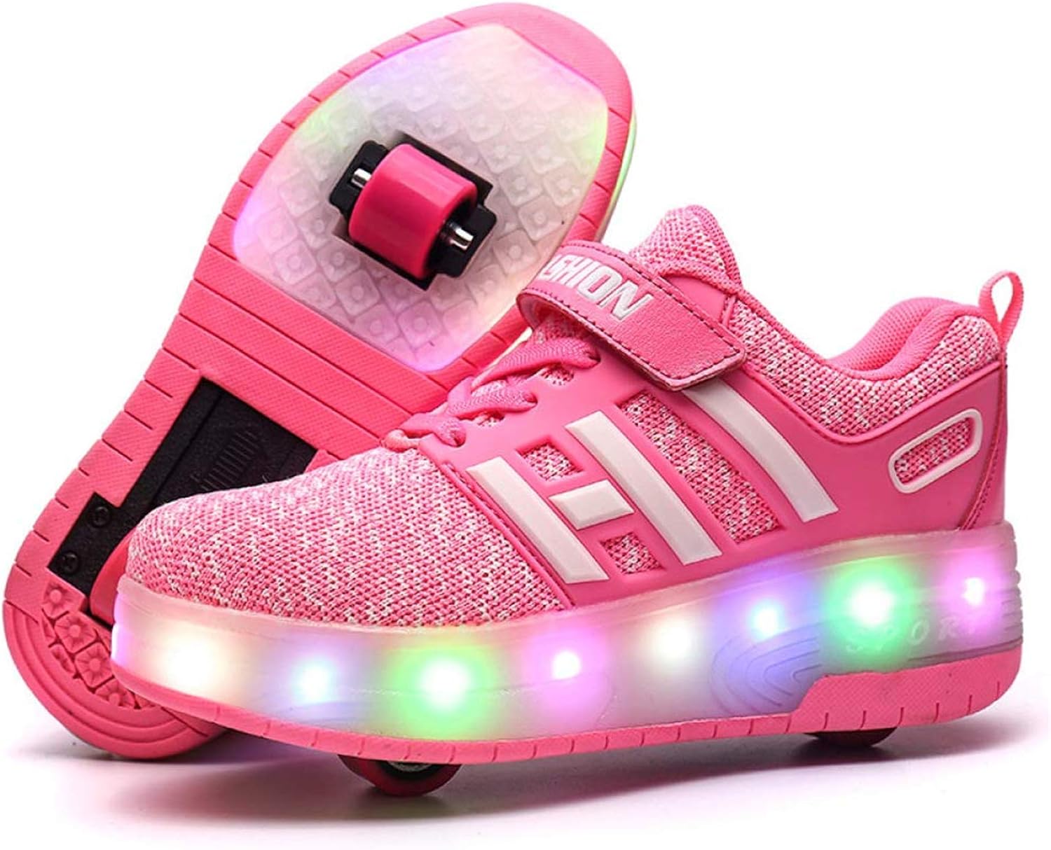 Girls Skateboarding Shoes with 2 Rollers Kids with Wheels Skate Rollers