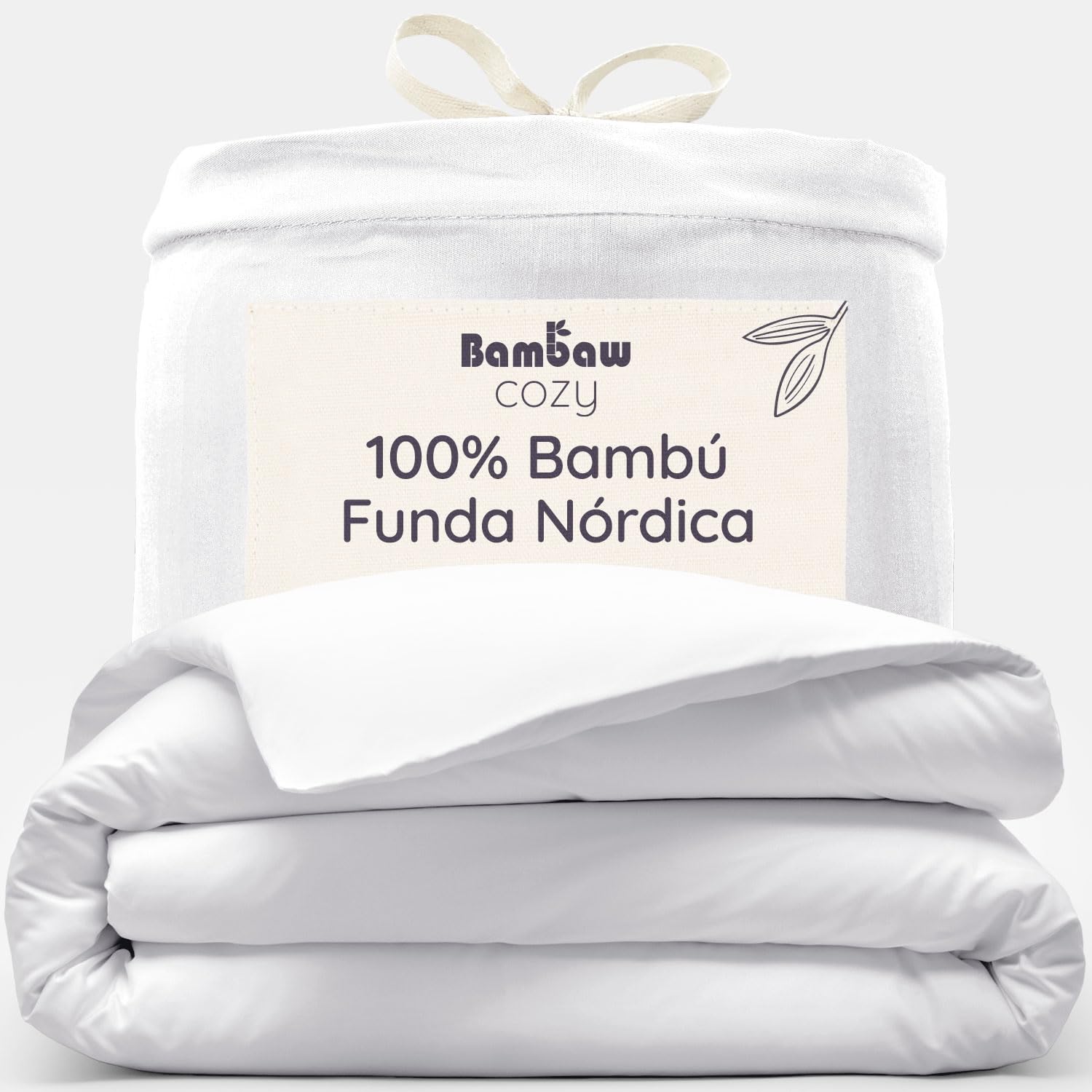 Bambaw Funda Nordica 240x220cm Bambu, para Cama 150/160 cm, Funda Nordica Hipoalergenica Antisudor, Sabanas Refrescantes Verano e Invierno, Sabanas Bambú Térmicas (Blanco)