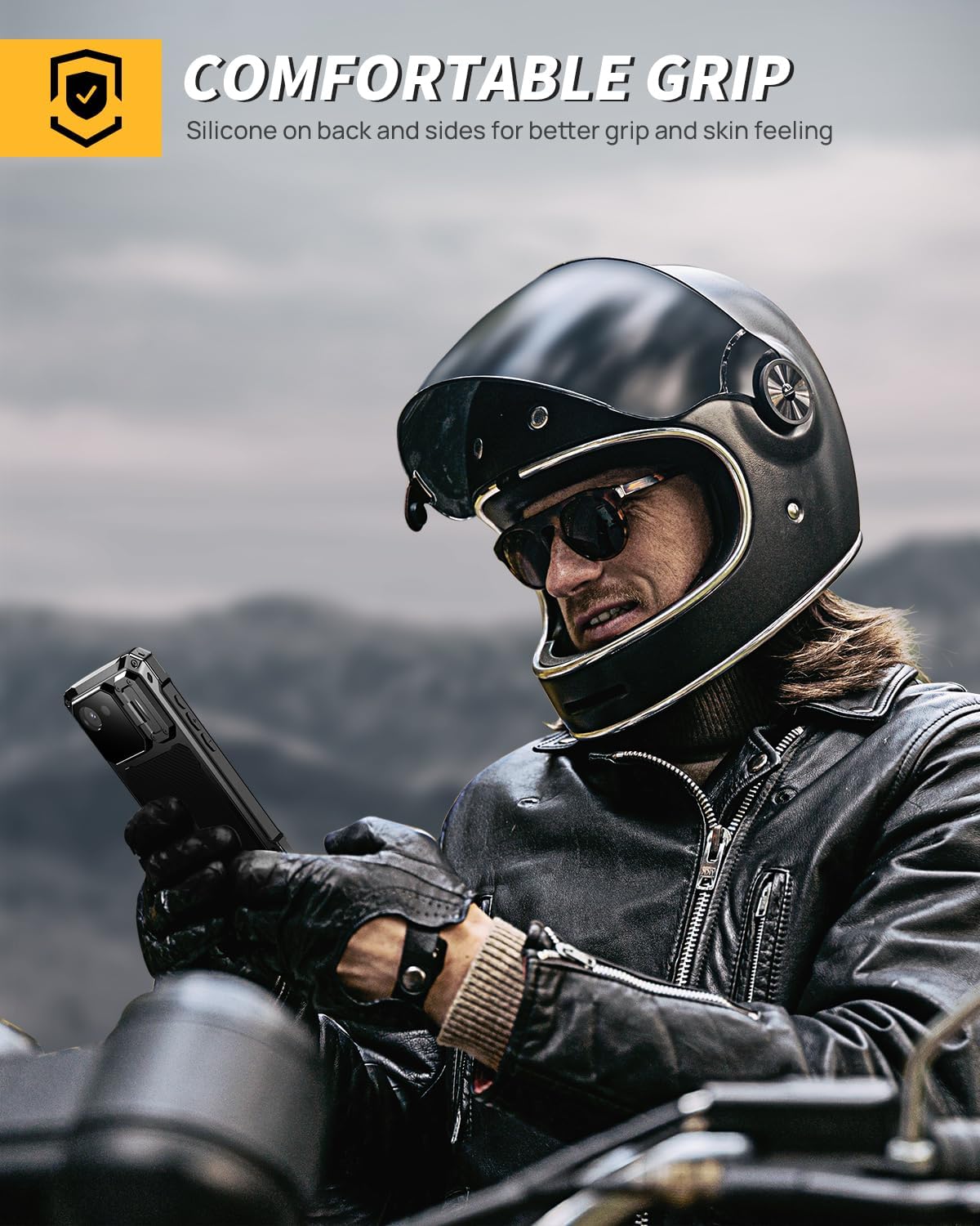 Lanhiem for iPhone 16e Metal Case with Camera Cover & Stand [Compatible with MagSafe] [Built-in Kickstand] [Military-Grade Protection] Heavy Duty Rugged Magnetic Phone Case, Black - Image 6