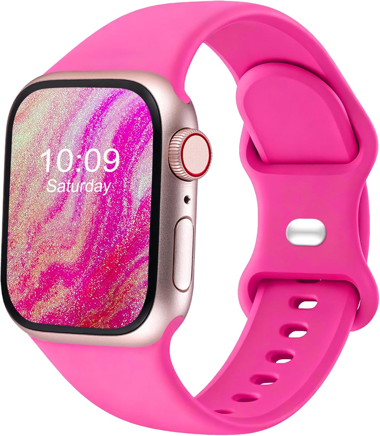 Sport Bands Compatible with Apple Watch Band Women Men 40mm 38mm 41mm 42mm 44mm 45mm 46mm 49mm ,Soft Wristband Waterproof Replacement Strap for iWatch Bands Series 11 10 9 8 7 6 5 4 3 2 1 SE Ultra Hot Pink