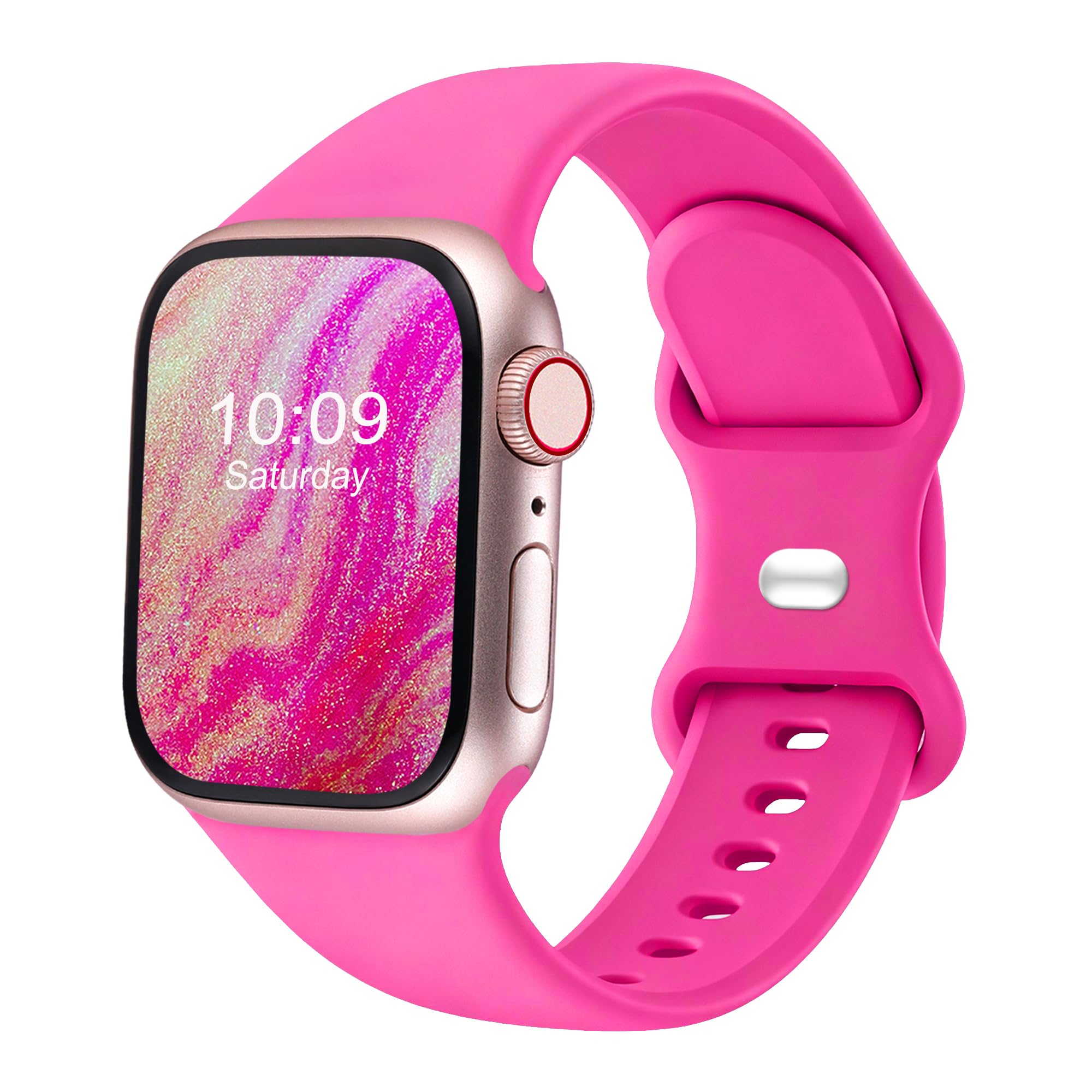 CREFORT Sport Bands Compatible with Apple Watch Band Women Men 40mm 38mm 41mm 42mm 44mm 45mm 46mm 49mm ,Soft Wristband Waterproof Replacement Strap for iWatch Bands Series 11 10 9 8 7 6 5 4 3 2 1 SE Ultra Hot Pink