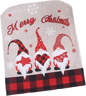 BESTOYARD 2 Peças Assentos Cadeiras De Jantar De Férias De Natal Decorações Traseiras Decoração De Casa Capa De Linho Festiva Gnome Decoração Cadeira Capas Vermelhas Boneca Cerimônia Capa