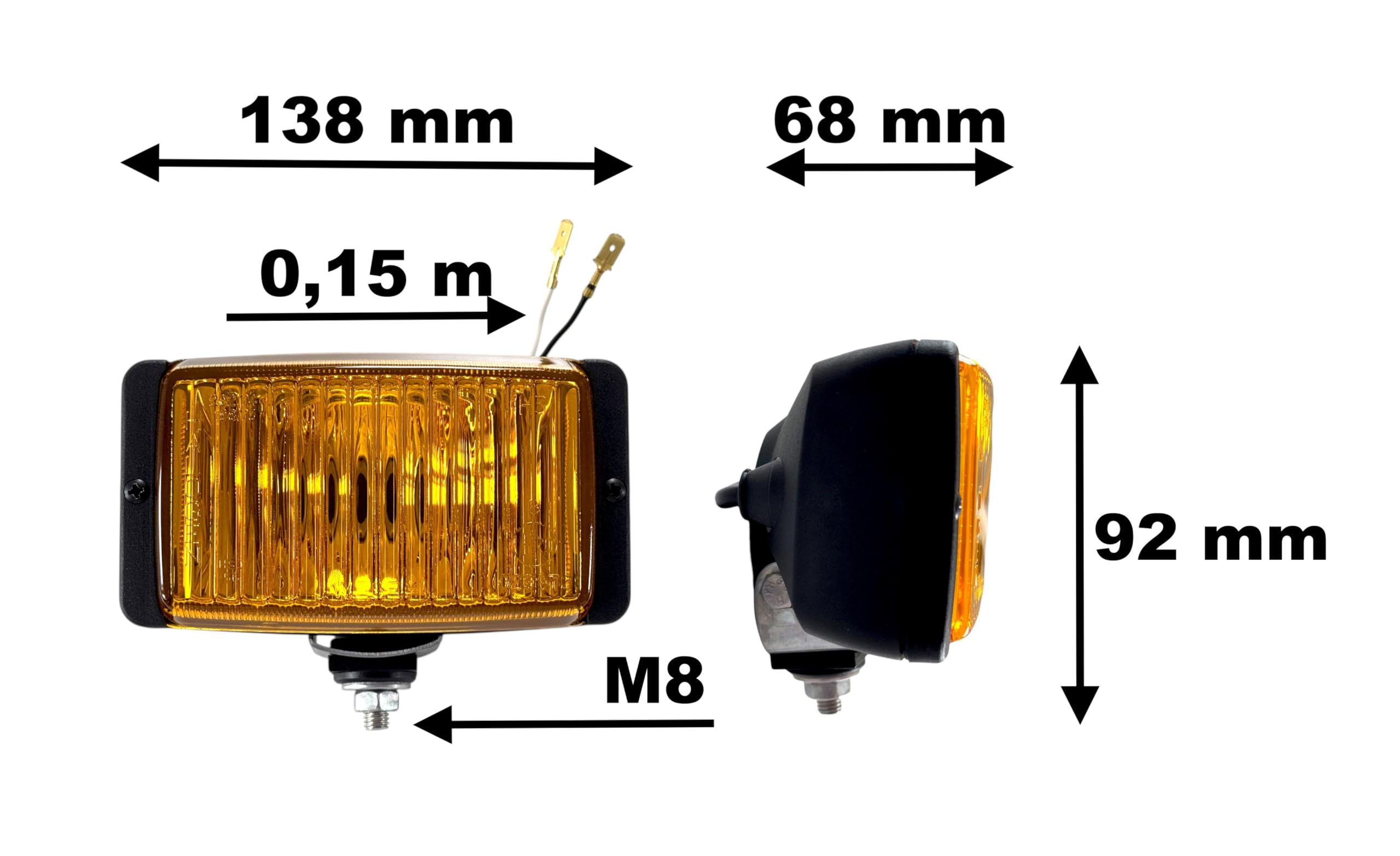 Set 2 Fari Fendinebbia H3 Gialli - 12V/24V Luci Supplementari Universali per Auto Camion Trattore Fuoristrada - Vetro Giallo Omologati E20 IP66 (Senza Lampadina)