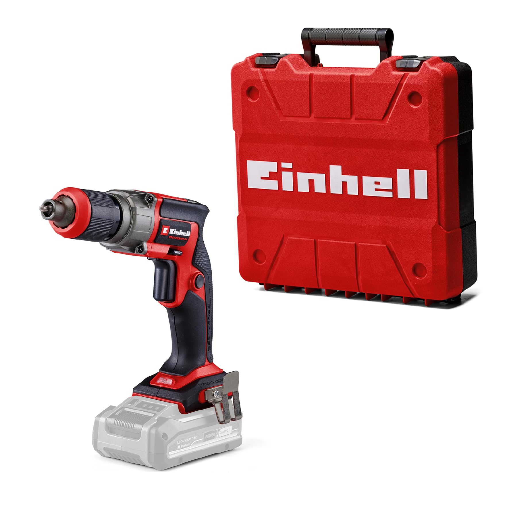 Einhell Professional Atornillador de construcción en seco con batería TP-DY 18 Li BL-Solo Power X-Change (18 V, sin escobillas, tope de profundidad, funcionamiento continuo, incl. punta, sin batería)