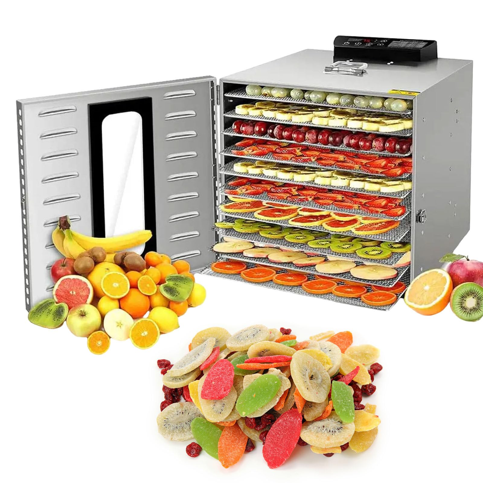 Disidratatore Commerciale, Essiccazione Di Alimenti A 16 Strati Per Carne Secca, Frutta, Carne, Erbe - Essiccatore Per Alimenti In Acciaio Inossidabile, Essiccatore Per Biltong,220V
