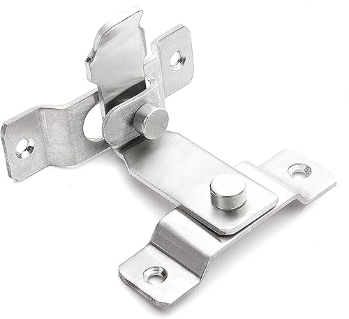 Miniatura 7 de INIRET 2 paquetes de cerradura de puerta de granero abatible de 90 grados, protege la privacidad y seguridad, pestillo de bloqueo de gancho para