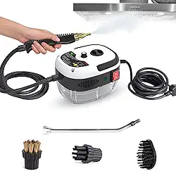 Máquina de Limpeza a Vapor 220V, Alta Temperatura 150°C, 5 Acessórios,Tanque 1L Limpador A Vapor De Alta Pressão,Limpador A Vapor Portátil 2500W Para Pisos,Carpetes,Sofás e Carros.