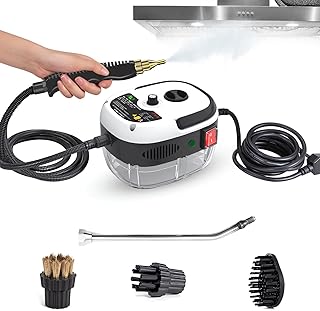 Máquina de Limpeza a Vapor 110V, Alta Temperatura 150°C, 5 Acessórios,Tanque 1L Limpador A Vapor De Alta Pressão,Limpador A Vapor Portátil 2500W Para Pisos,Carpetes,Sofás e Carros.
