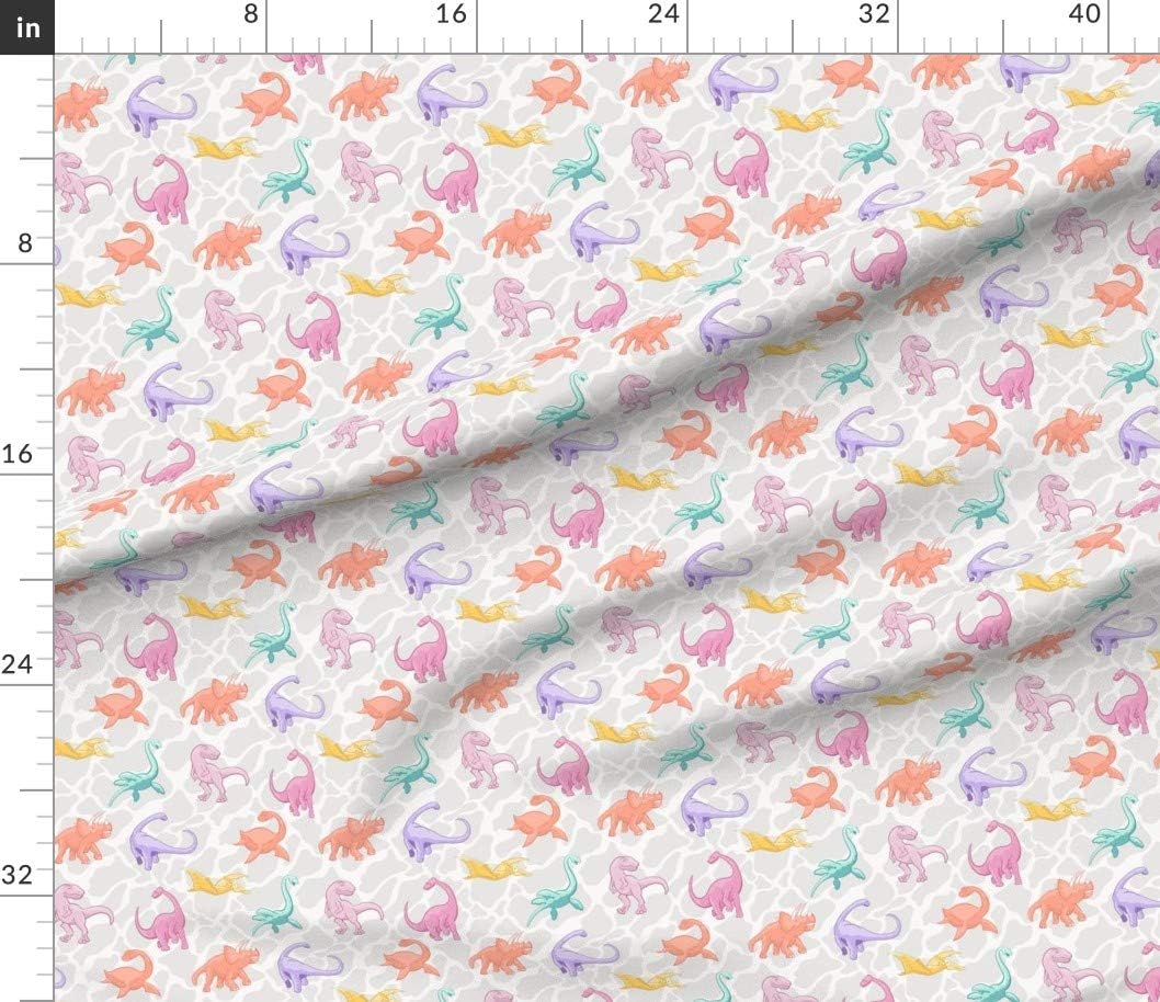 Spoonflower Fabric - Crystal Dino Park Candy Colors Dinosaurs Girl Princess Girls Printed on Petal Signature Cotton Fabric by The Yard - Sewing Quilting Apparel Crafts Decor