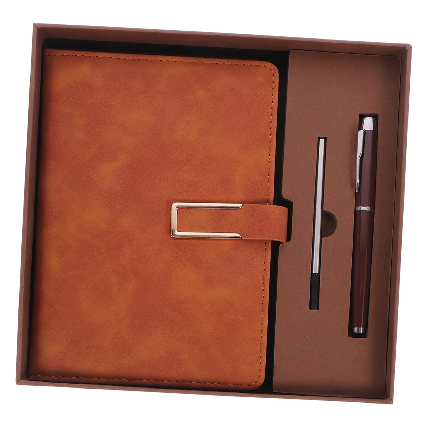 3 Ensembles Carnet de Notes Rétro Business avec Stylo Carnet de Planification Journalier Portable Couverture PU Marron avec Boucle pour Prise de Notes et Organisation Quotidienne