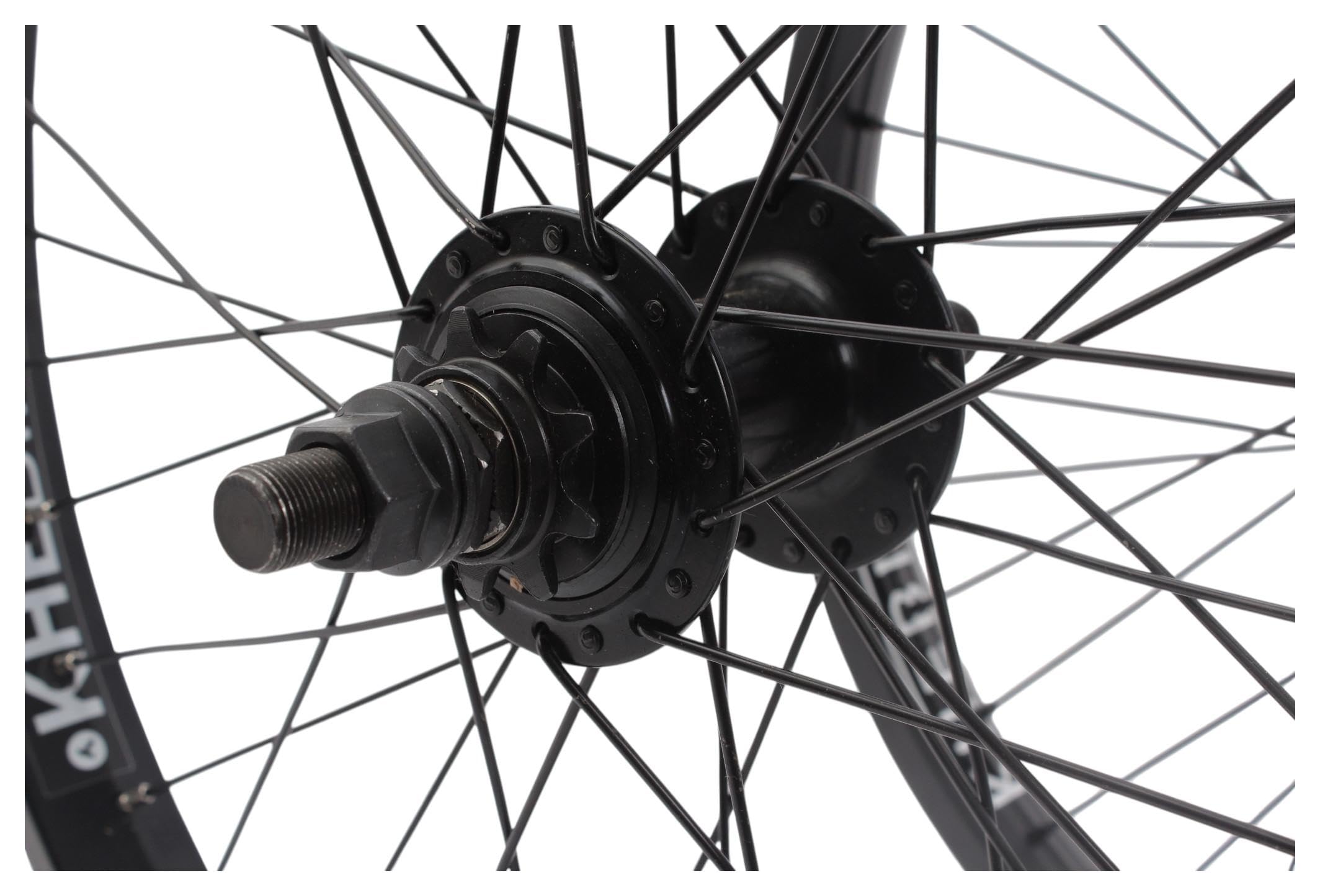 KHE MVP - Juego de ruedas BMX de 20 pulgadas, 10 mm, delanteras, 14 mm traseras, cassette 9T RHD, llantas de doble cámara, rodamientos industriales, color negro