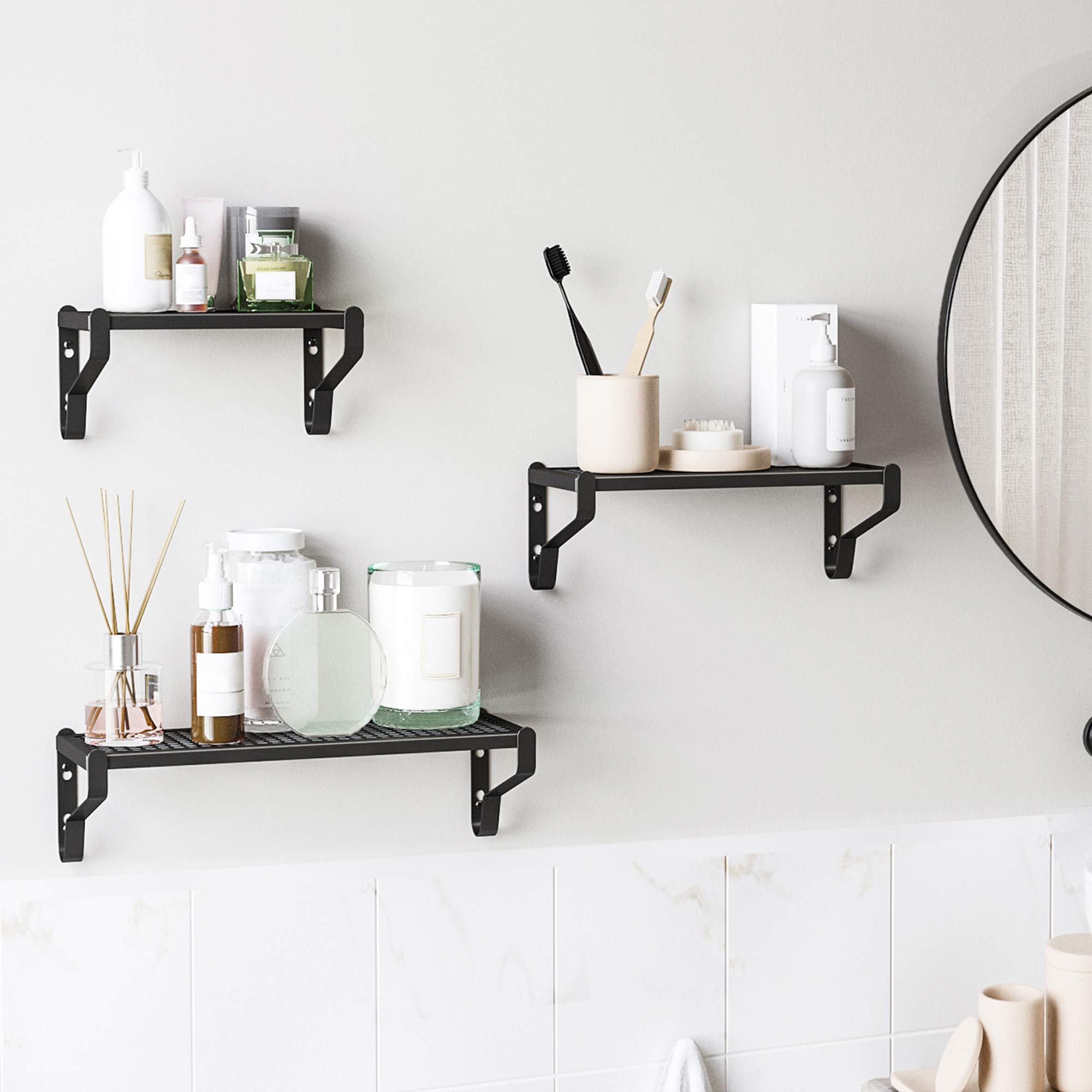 Buy SONGMICS Metal Floating Wall Shelves, Set of 3, Industrial Wall