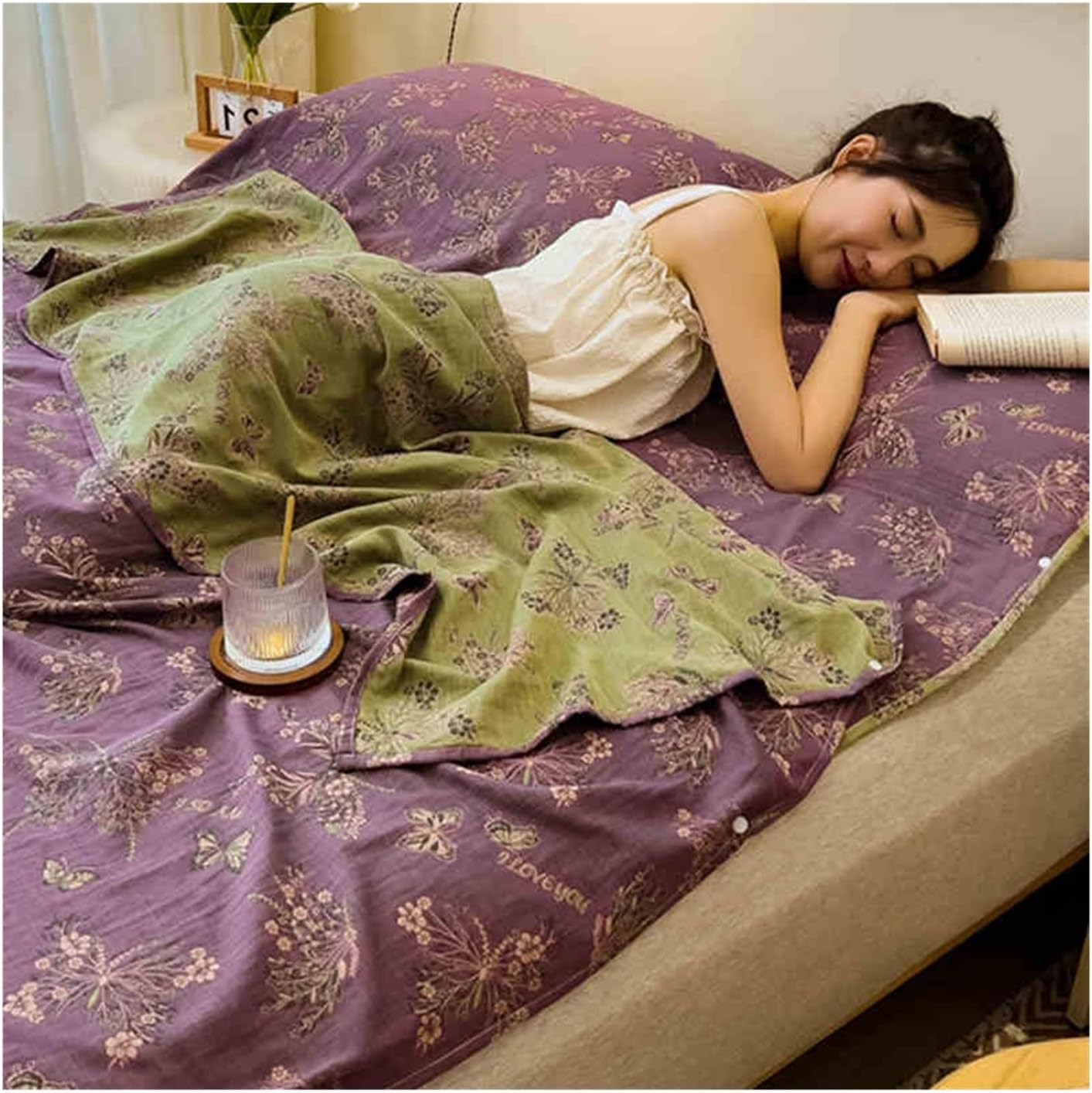 Sleeping Bag Liner Single Double Cotton Double Gauze Travel and Camping Sheet Lightweight Compact and Portable Adult Sleeping Bag for Hostels