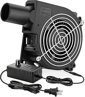 120mm BBQ 12V Blower Fan with 110v-240v AC Plug Variable Speed Controller, Squirrel cage blower fan for Wood Stove, Outdoor Camping Charcoal Starter, Drum Smokers, Replacement Inflatables