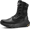 NORTIV 8 Men's Breathable Tactical Military Work Boots with Side Zip Leather Lightweight Hiking Shoes Motorcycle Combat Boots