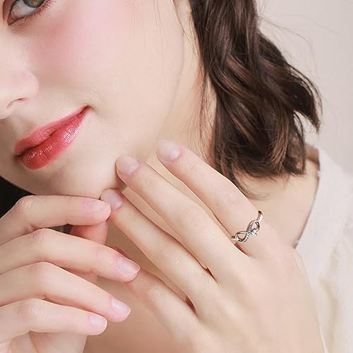 Miniatura 2 de MILACOLATO Anillos de plata de ley 925 chapados en oro blanco de 18 quilates, ajuste cómodo, anillos ajustables de circonita cúbica, anillos de