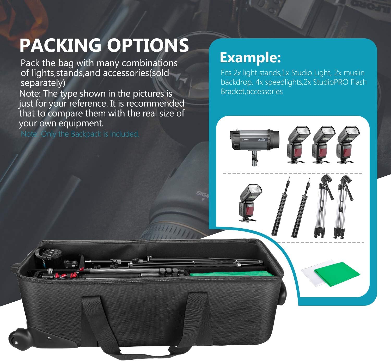 Best Deal 🛒 Neewer 32-Inch Camera Trolley Case Roller Bag: [32x11x11 Inches][3 Padded Partition][Easy-Glide Wheel][Durable 1680D PVC Cloth + Hard Plastic][Great Capacity] for Photo Studio Lighting Equipment