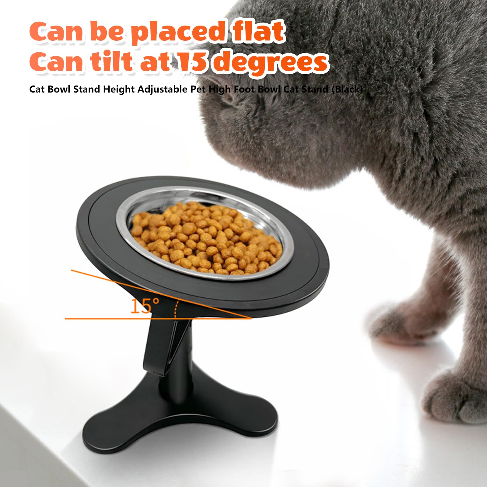 Support Gamelle Chat SuréLevée, 20.5*19.5*5cm Animaux de Compagnie Réglable Surélevé Bol Chat, Support Gamelle Chien Surelevee, Gamelles Surélevées de 3 Hauteurs Ajustables pour Chaton Petits Chiens
