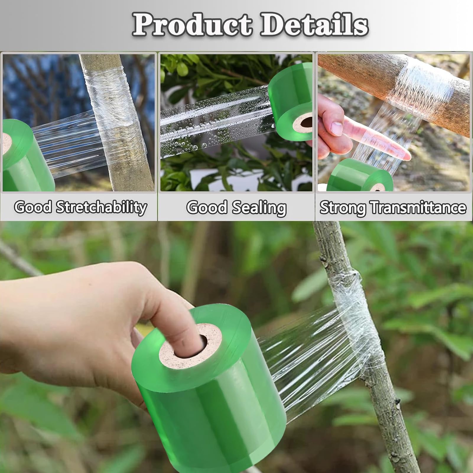 2 Rotoli di Nastro per innesto di Fiori + Coltello da Innesto, Nastro Estensibile per Innesto di Alberi Barriera Dell'umidità per Impianto di Riparazione Fiori Alberi Frutt