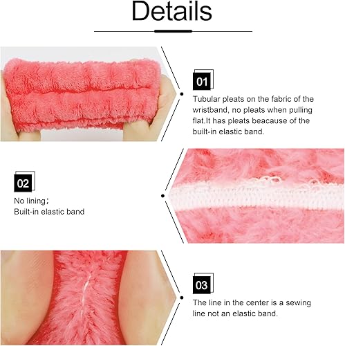 Miniatura 6 de WHAVEL Juego de 6 diademas y muñequeras de spa, diadema para lavado de cara, para el cuidado de la piel, para lavar la cara