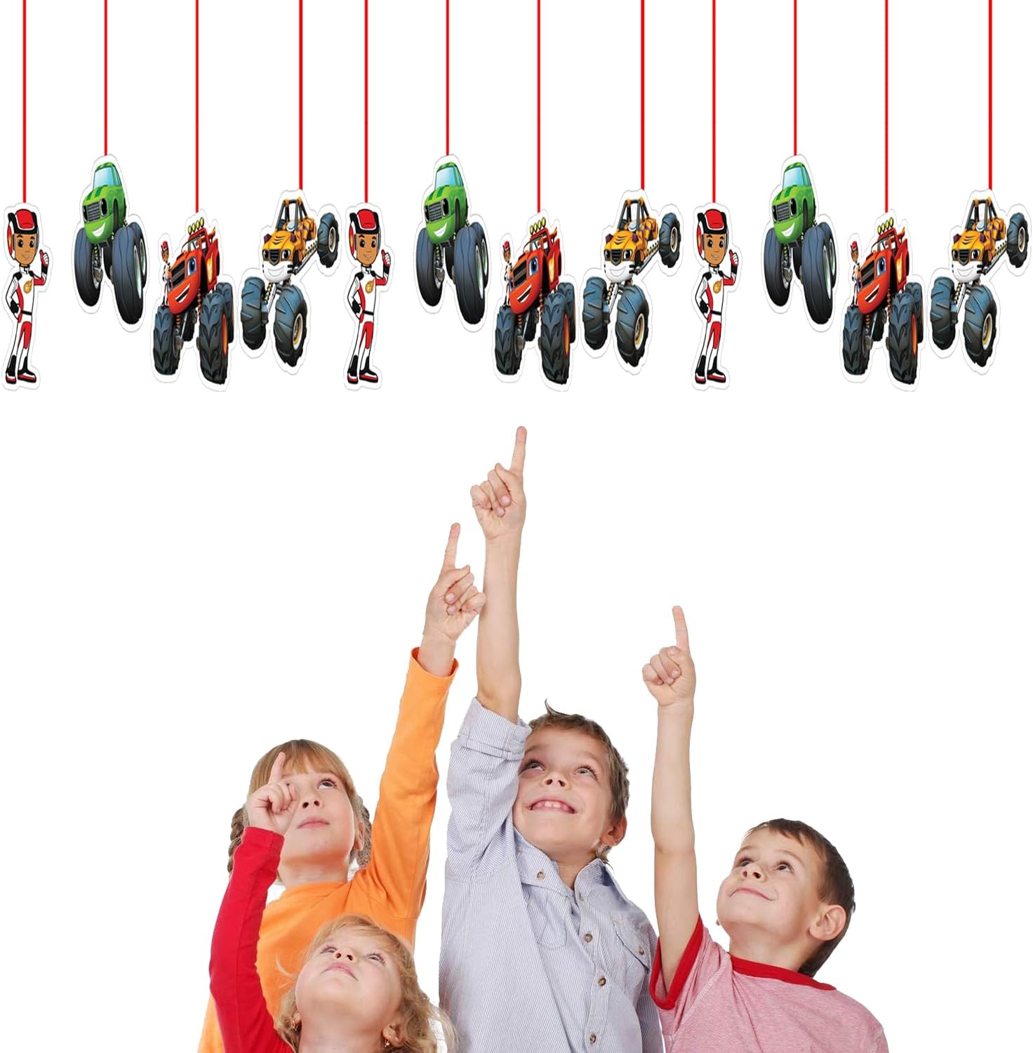 WoW Party Studio Blaz Monster Truck Theme Happy Birthday Party Decoration Ceiling Hangings/Danglers - 12 Pcs
