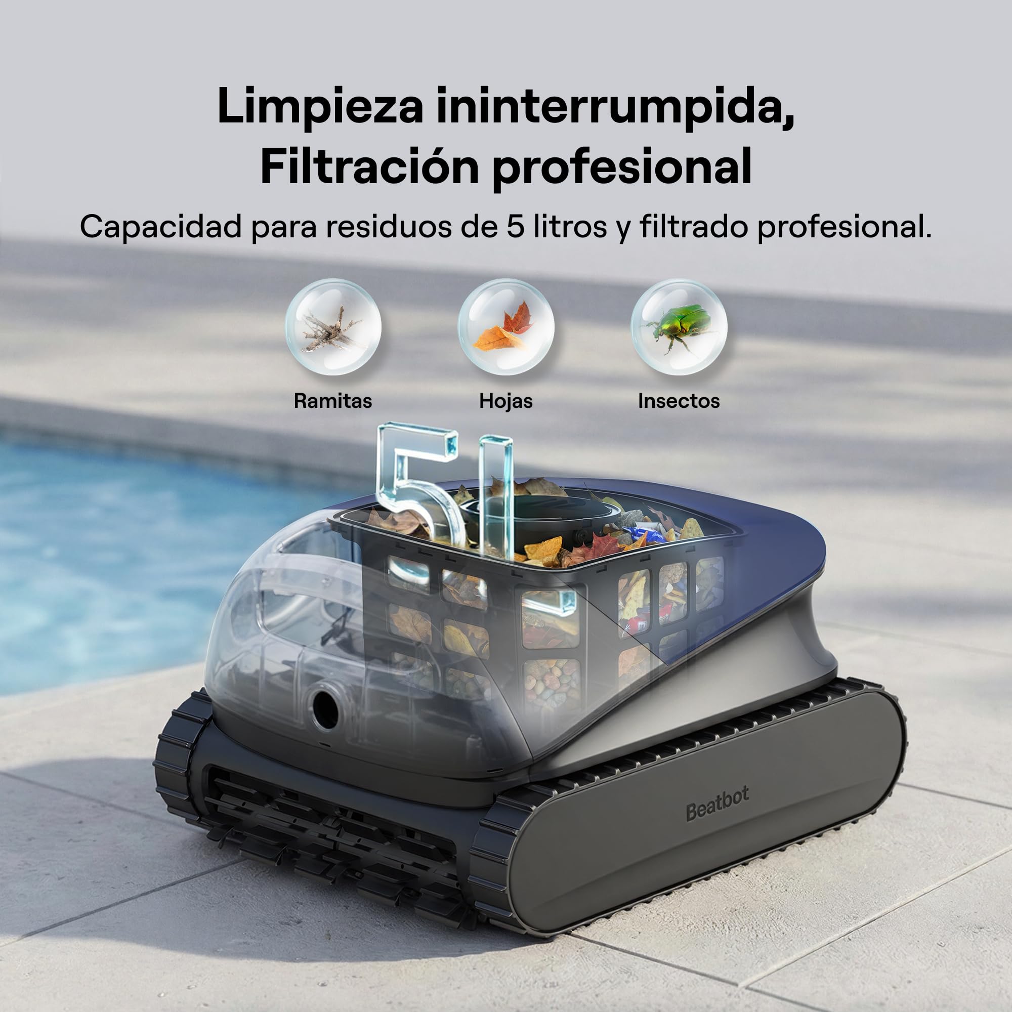 (2026 Nuevo) Beatbot Sora 10 Robot Piscina limpiafondos y Paredes, Plataformas y línea de flotación, 25700 LPH, Estacionamiento línea flotación, 5l residuos,Controllo App,Piscinas enterradas/elevadas — view 8