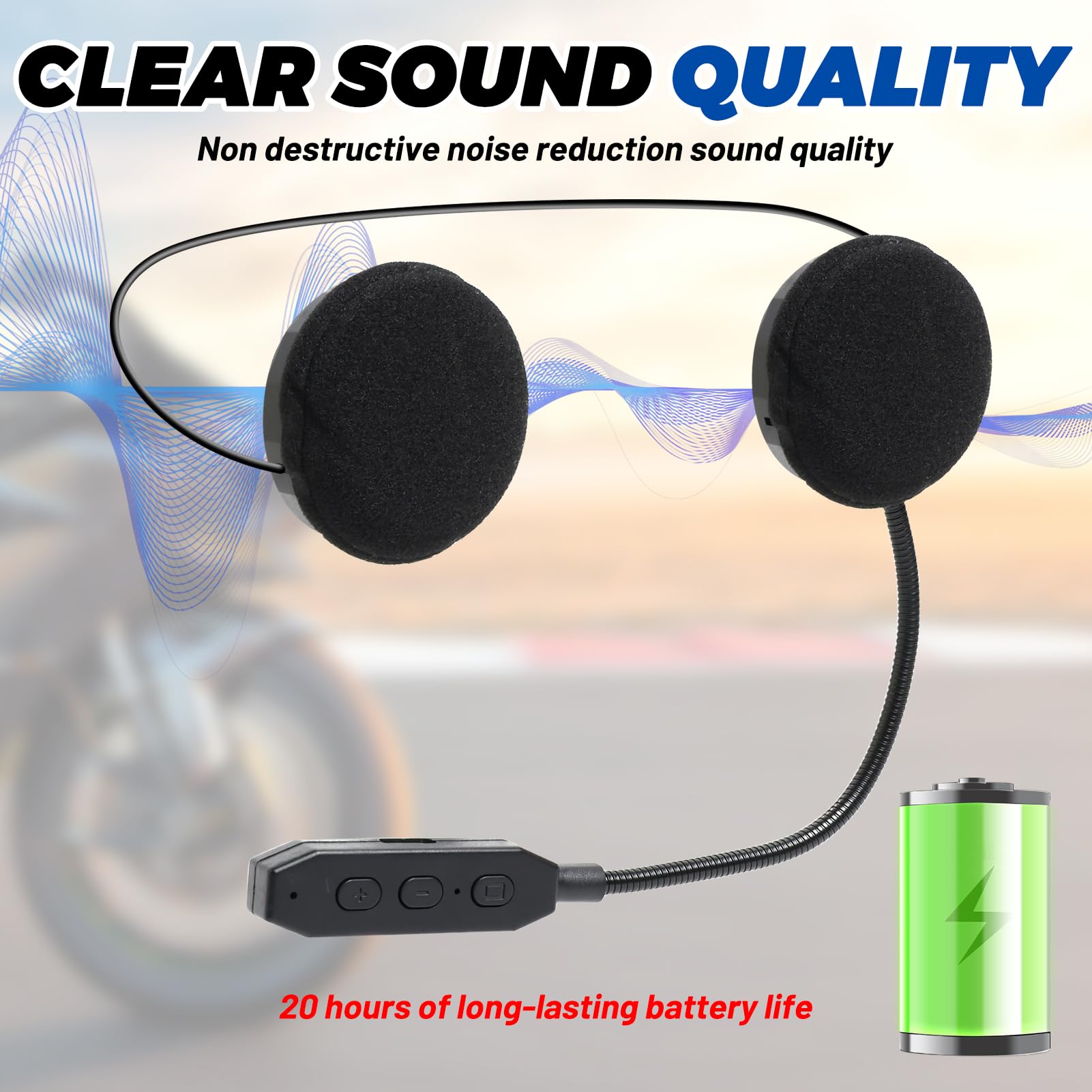 Bluetooth Casque Moto Bluetooth BT5.3,Mains Libres sans Fil | Équitation Écouteurs,Microphone de Contrôle D'appel pour Casque,Parleur de Musique,ÉcouteurMicrophone pourMoto Sport Cyclism