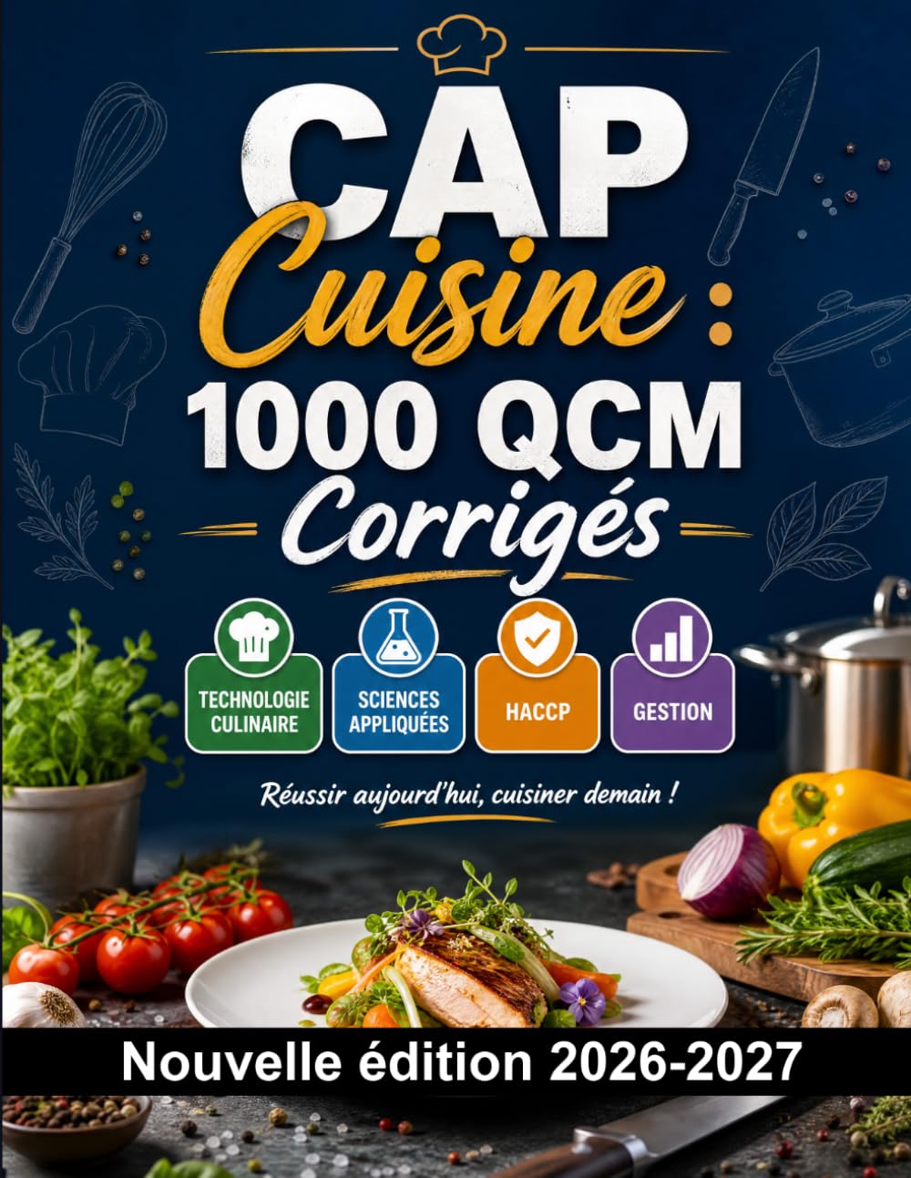 CAP Cuisine : 1000 QCM Corrigés: Préparation à l'examen : Technologie culinaire, Sciences appliquées, HACCP, Gestion, référentiel CAP et entraînement aux épreuves professionnelles