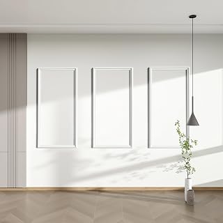 PALMPOP Peel and Stick Wall Molding Kit of 3 Frames,Premade Accent Wainscoting Panels, Ready to Molding Trim for Living Room Bedroom Corridor Home Interior Wall Panel Decor (24x12in)