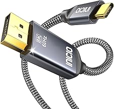 INICIO 8K USB C To DisplayPort Cable 1.8m, 8K@30Hz 4K@144Hz Type-C (Thunderbolt 3/4/5) To DP 1.4 Display Port HBR3 32.4Gbps For MacBook Pro Air iPad XPS 13/15 Spectre Envy S25 S24 iPhone 17 16 15 etc
