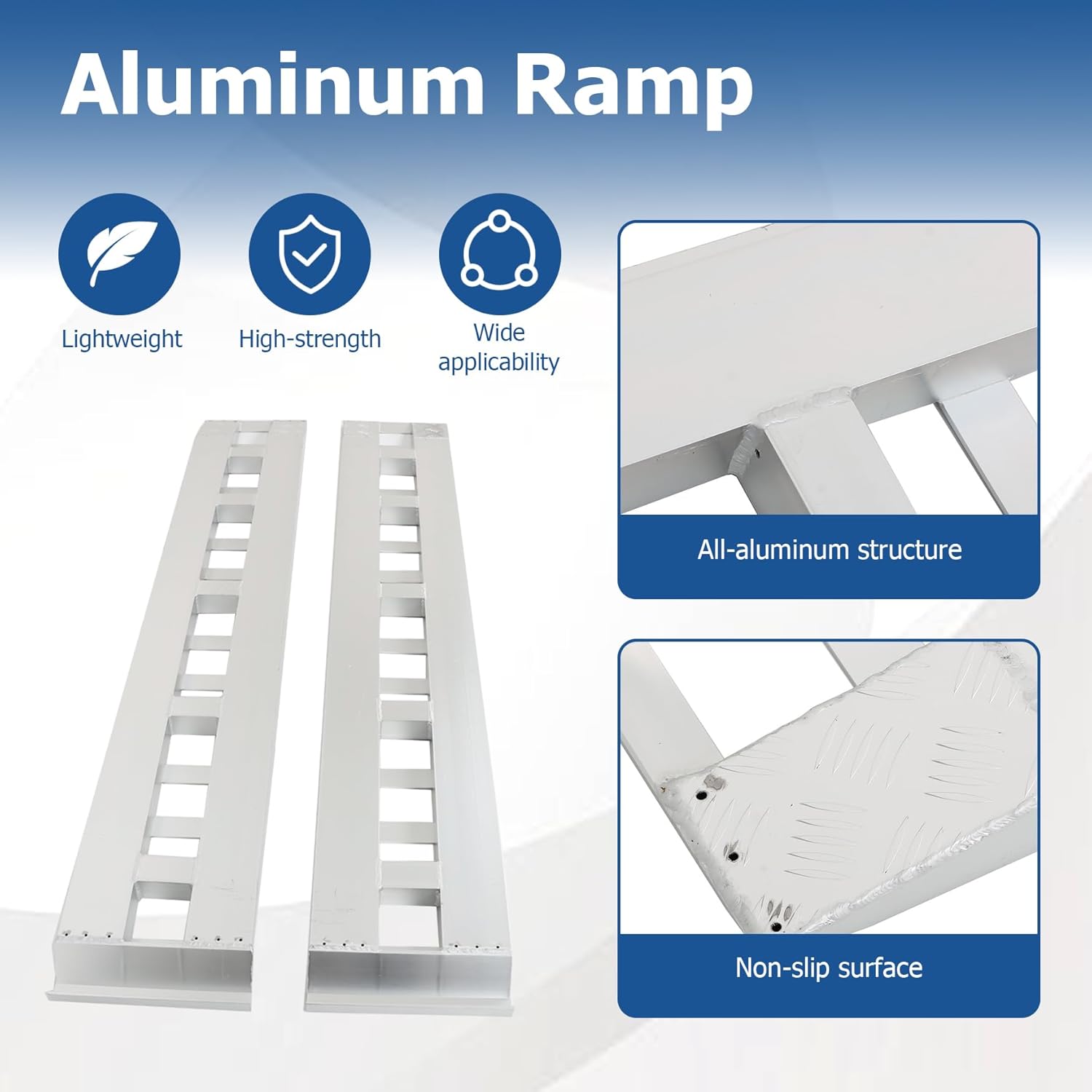 WFLNHB 84 inch X 14 inch Aluminum Trailer Ramps 6000LBS Truck Trailer Hook End Knife Foot 1 Pair 2 Ramps