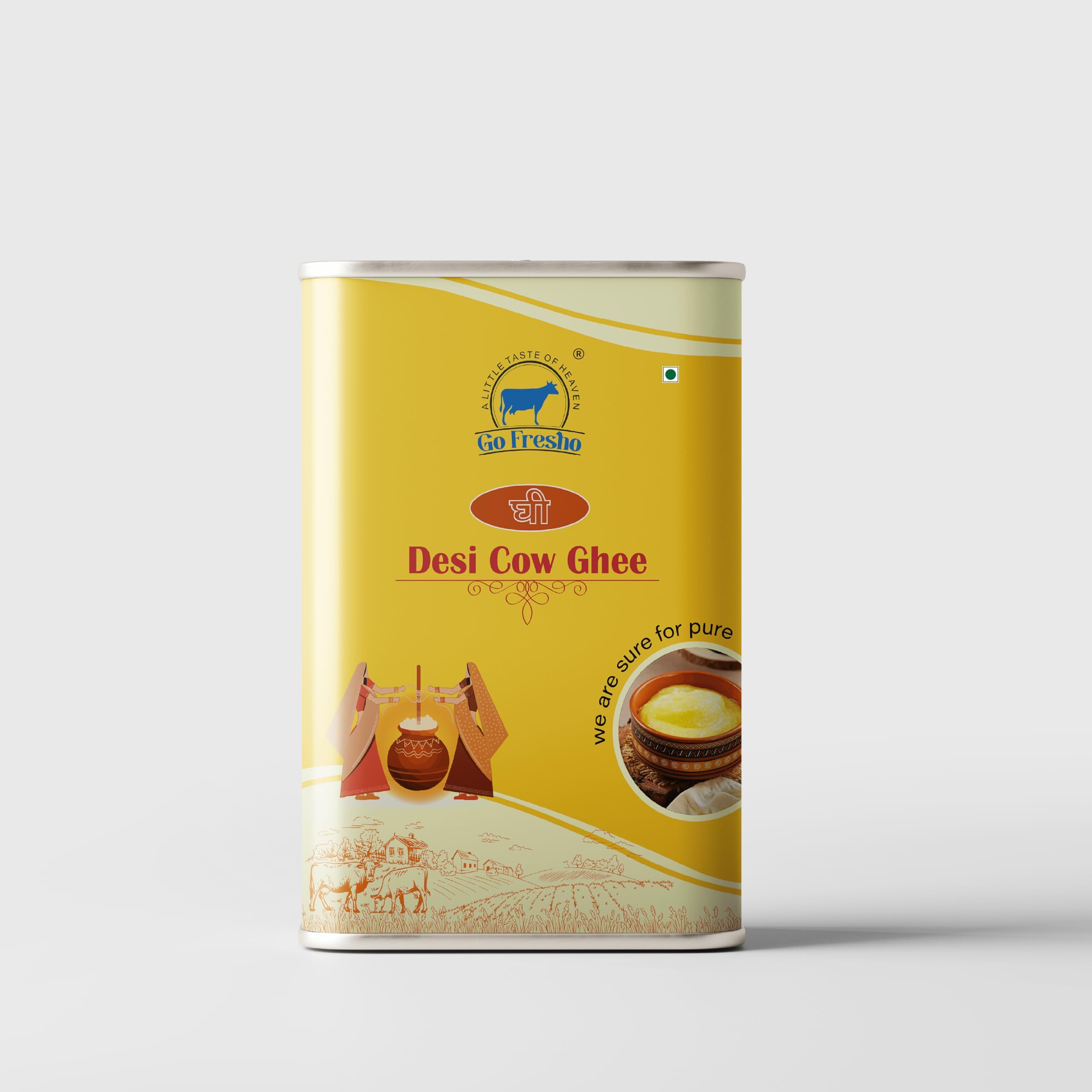 Go Fresho A2 Desi Cow Ghee | Vedic Bilona Method | Glass Jar | Pure, Natural & Healthy | Grass-Fed | Immunity Booster (GOFRESHO-Gir GHEE-5L)
