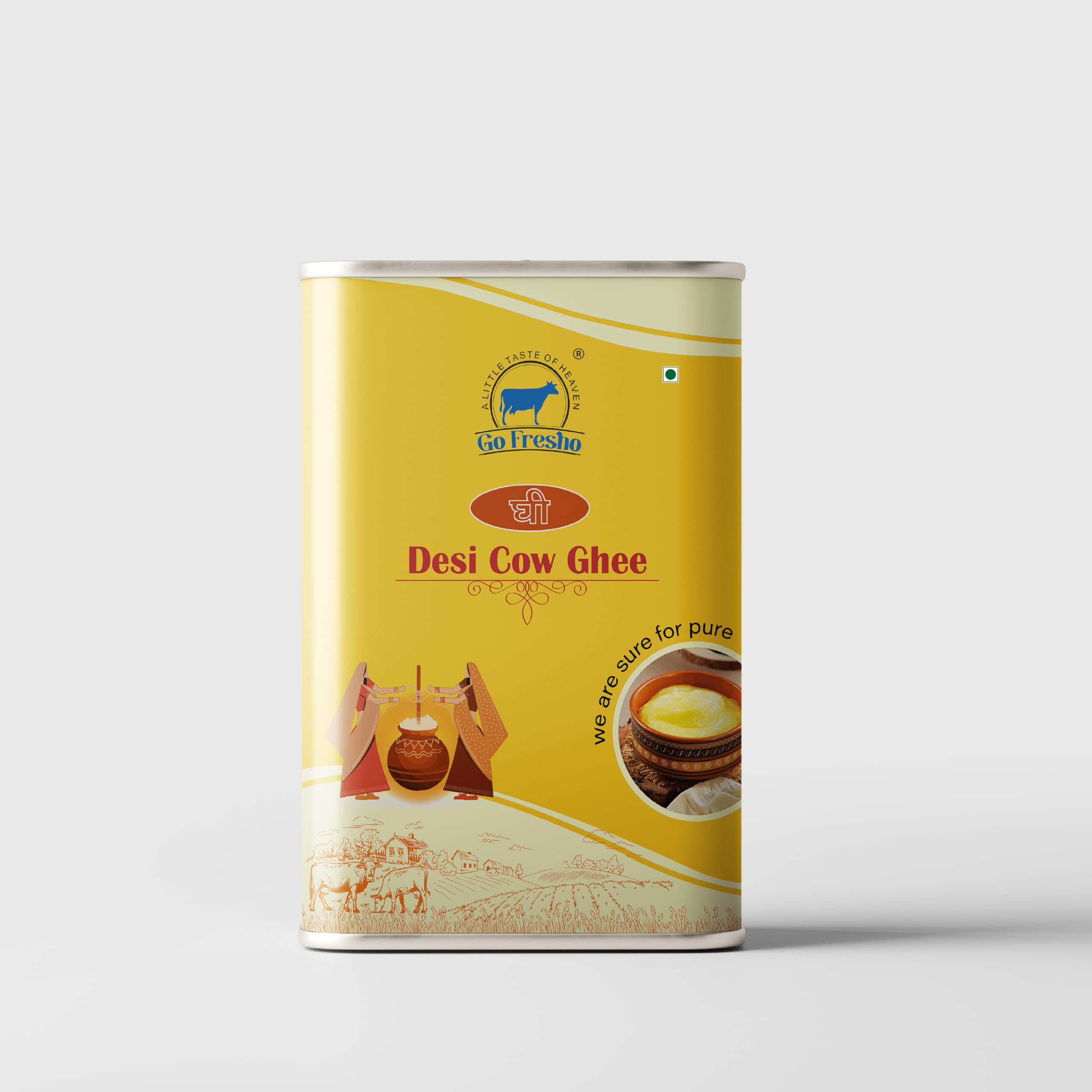Go Fresho A2 Desi Cow Ghee | Vedic Bilona Method | Glass Jar | Pure, Natural & Healthy | Grass-Fed | Immunity Booster (GOFRESHO-GIR GHEE-5L)