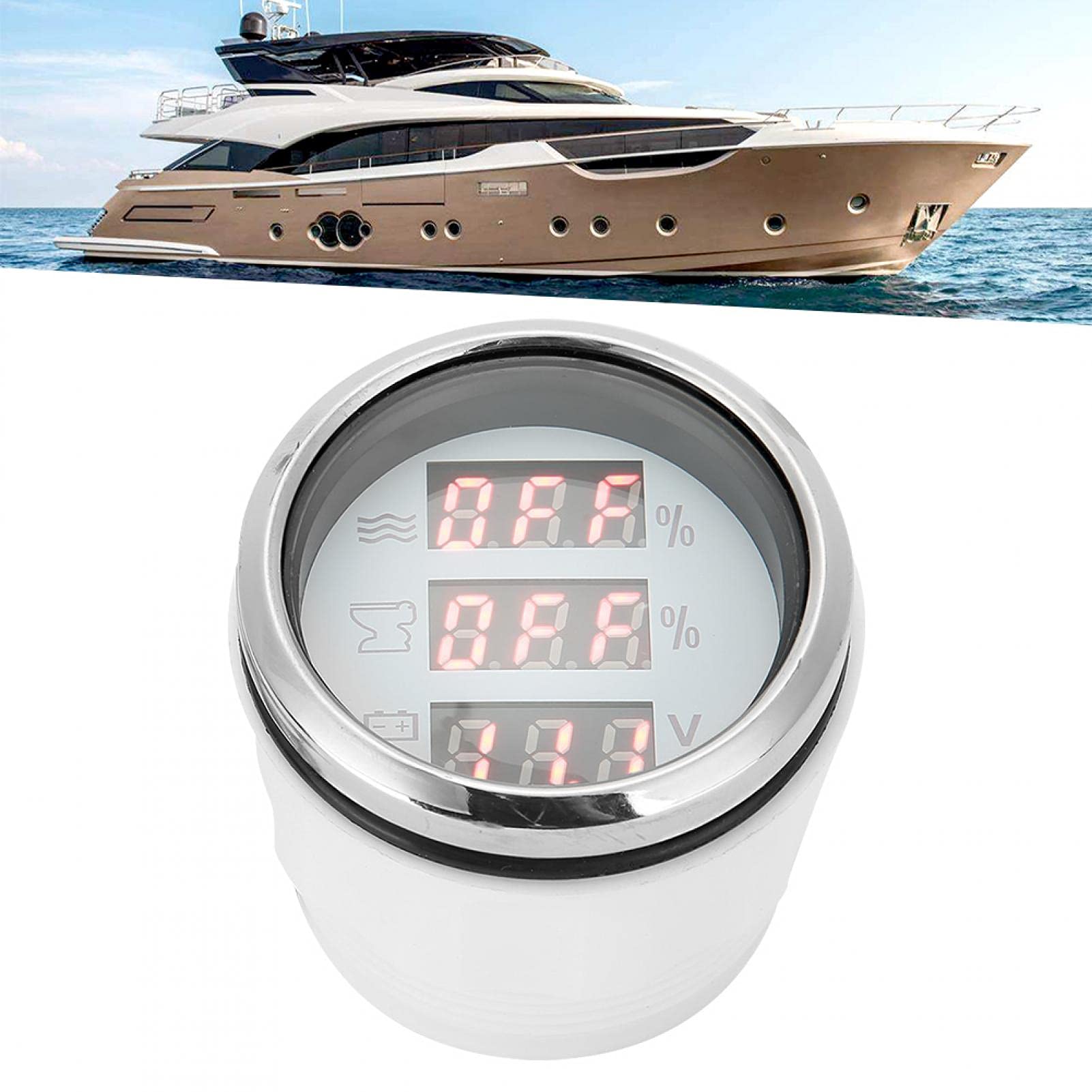 Boats Voltage Meter,52MM/2 3-in-1 Marine Water Level Meter Water Level